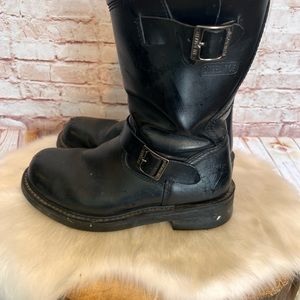Herman Survivors leather biker engineer buckle boots size 8 men 9.5/10 Womens